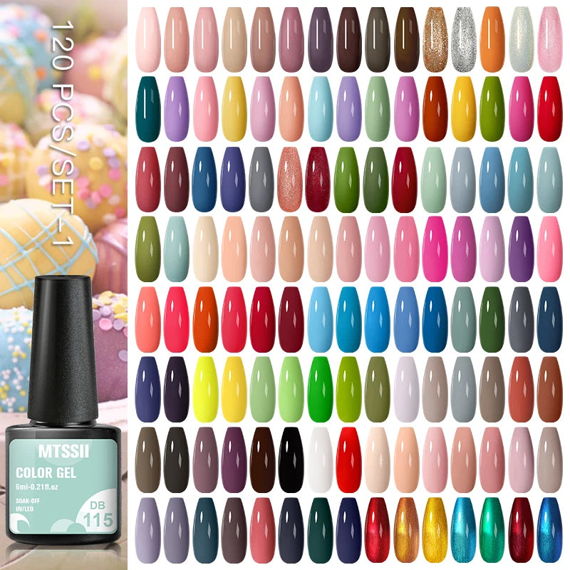 NEW Arrivals 24/40.120PCS Set Colors Gel Nail Polish Set Semi Permanent Hybrid Gel Varnish Set Base Top Coat Soak Off UV LED Nail Gel Kits Manicure Pedicure Accessories Nail Care Tools Sets Cosmetic Supplies