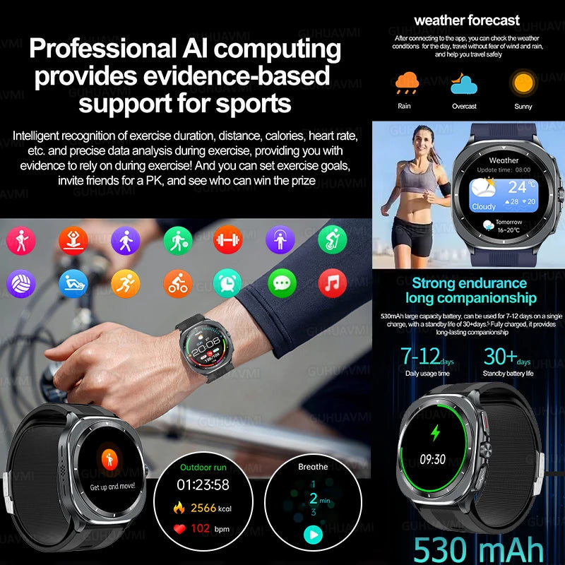 New Health Track Smartwatch NFC Air Pump Airbag Lipids ECG+PPG Uric acid Health BT Call Measure Health Smartwatch Men Women Sports Health Care Supplies