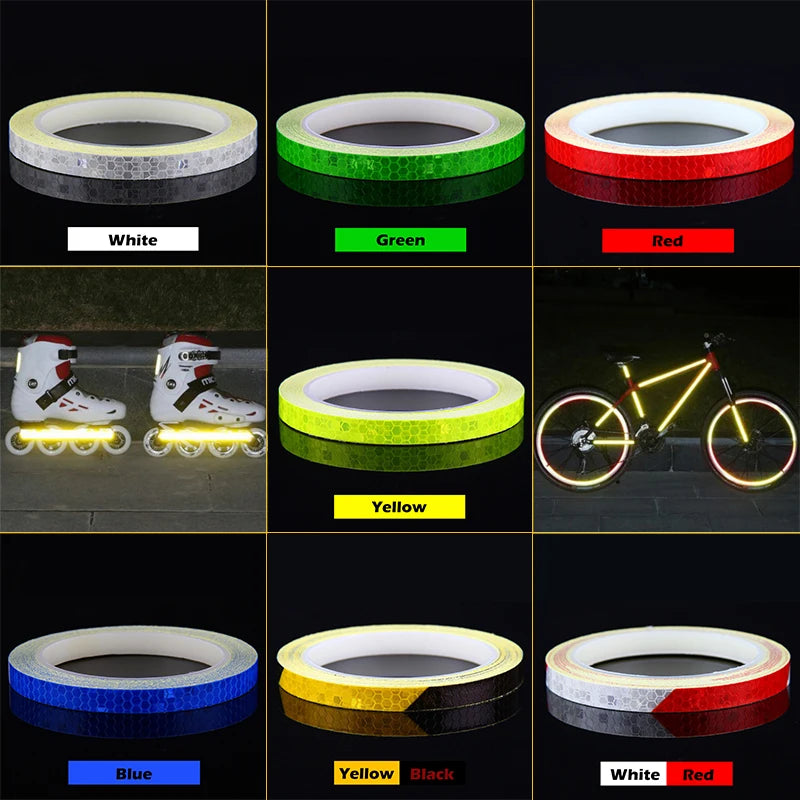 8meters Bicycle Wheels Reflect MTB Bike Reflective Sticker Strip Tape For Cycling Warning Safety Bicycle Wheel Decor