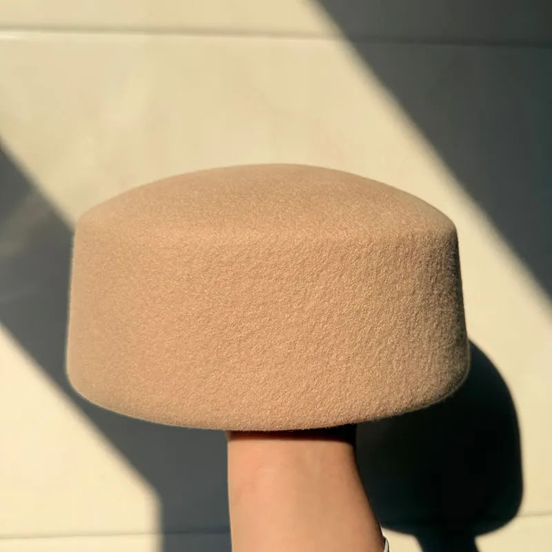 12 Colors Uzbekistan Retro Flight Attendant Ball Hat Women's 100% Wool Felt Beret Party Charming Hat Wedding Cocktail Party Medicine Box Hat