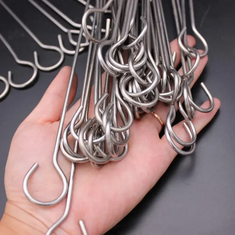 50-100 PCS Set Meat Goose Round Roast Skewers Stick Stainless Steel BBQ Needle Barbeque Skewers Kitchen Utensils Outdoor Camping Picnic Cooking Accessories