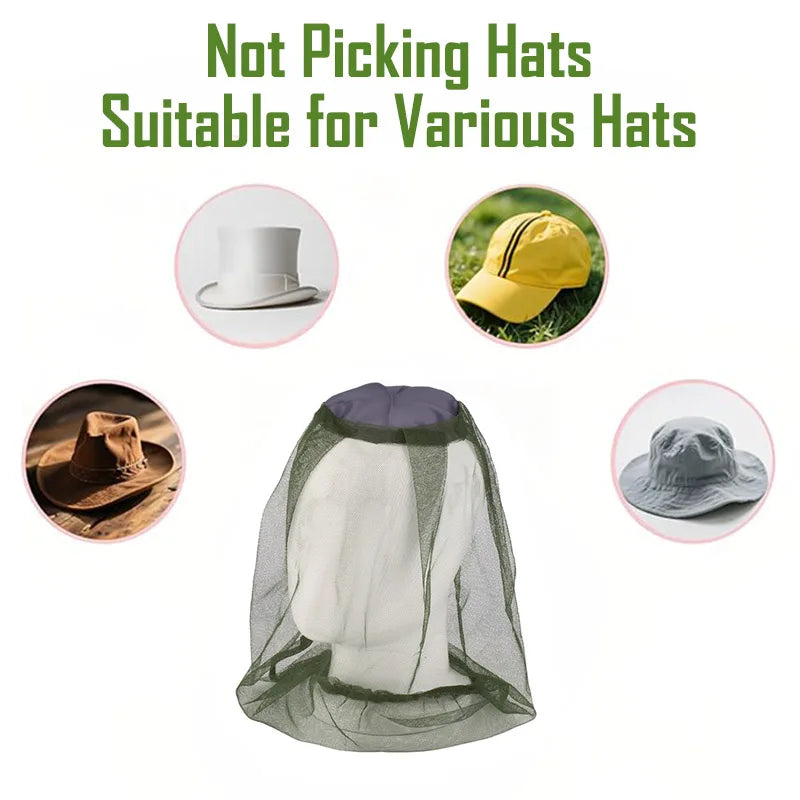 Outdoor Camping Beach Fishing Beekeeping Anti Mosquito Fishing Cap Anti Insect Hat Mesh Breathable Bug Bee Repellent Head Cover Net for Men and Women