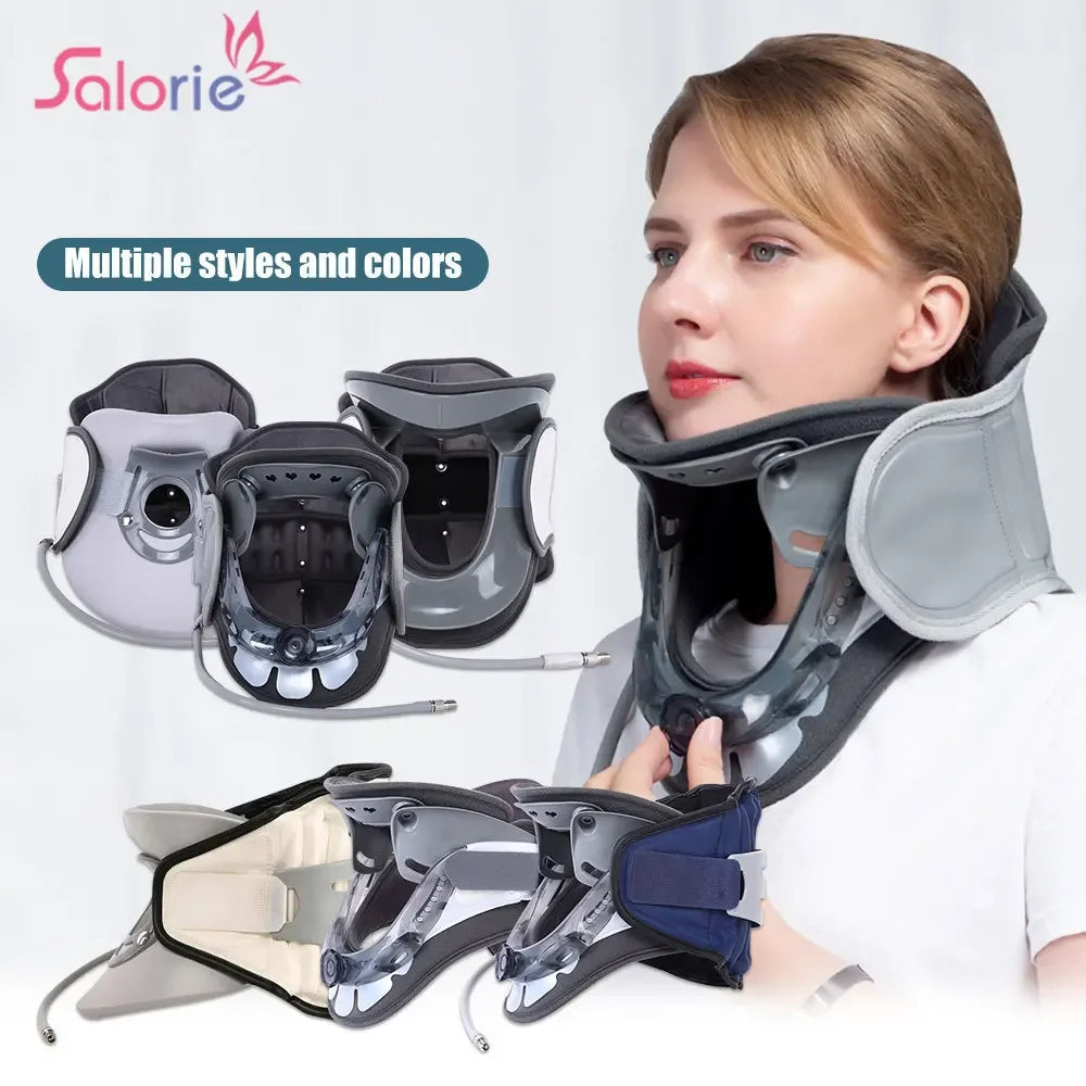 NEW Adjustable Inflatable Cervical Neck Traction Stretcher Collar Stretching Correction Neck Protection Brace Support with Air Pump Health Care Accessories