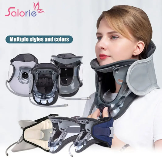 NEW Adjustable Inflatable Cervical Neck Traction Stretcher Collar Stretching Correction Neck Protection Brace Support with Air Pump Health Care Accessories