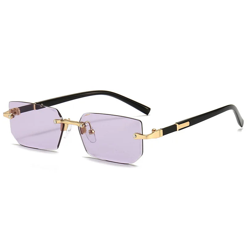 Rimless Sunglasses Rectangle Fashion Popular Women Men Shades Small Square Sun Glasses For Female Male Summer Traveling