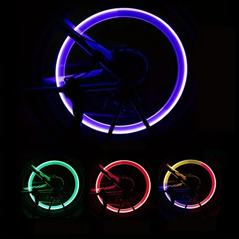 2-4PCS Bicycle Valve Light Bike Valve Lamp Seven Colors Tire Caps LED Lamps Flash Light Wheel Light For Cars Bikes Motorbikes