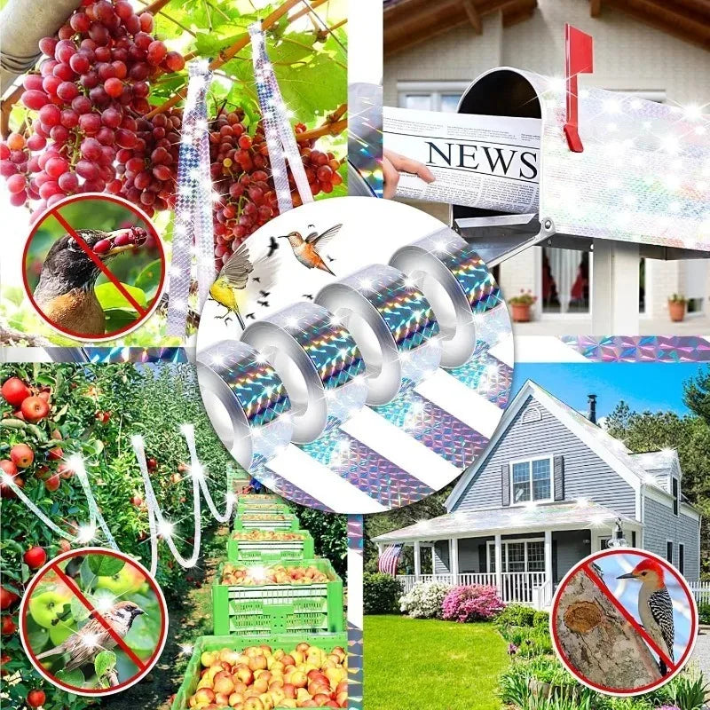 4 Rolls Set Protect your Garden Bird Scare Tape Anti Bird Flashing Reflective Ribbon Tapes Double-Sided Birds Repellent Keep Pigeons Away Garden Pest Control Home Garden Tools Sets