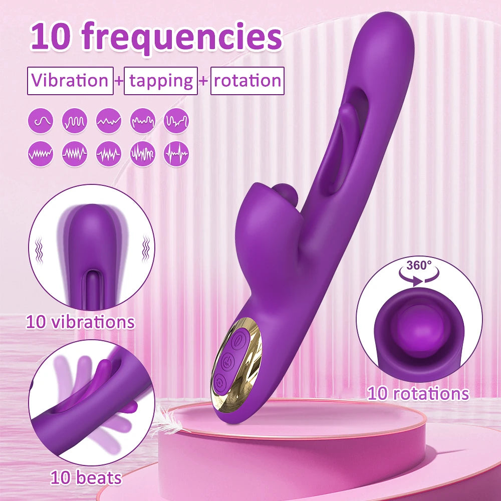 Powerful Tapping G Spot Vibrator Female Flapping Clitoris Stimulator Massager 3 Motors Dildo Adults Goods Sex Toys for Women