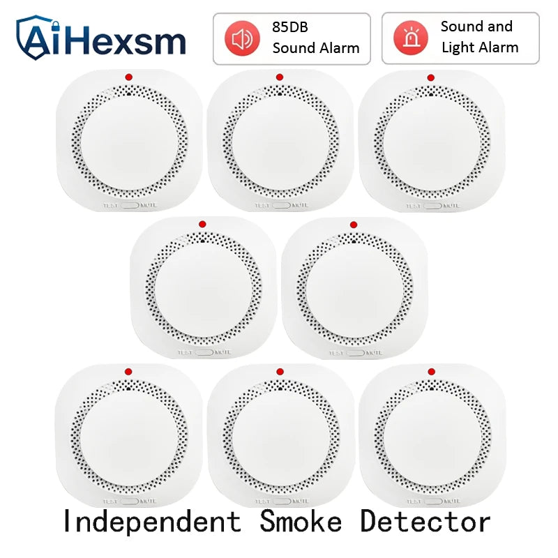 1-10 PCS Set Independent Fire Smoke Sensor Alarm Fire Protection Smokehouse Home Office Hotels Business Shops Security System Smoke Detector  Security Supplies