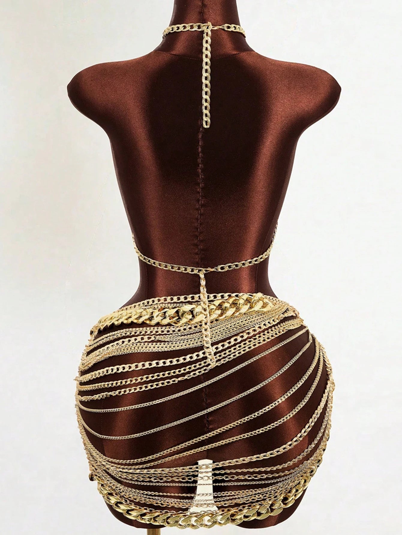 Just Arrived Silver/Golden Color Sexy See Through Metal Chain Summer Luxury Mini Dress Women Night Clubwear Birthday Wedding Evening Party Dress Sets Backless Beach Party Short Dress
