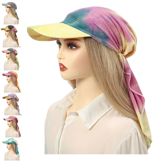 Women Female Summer Beach Sun Protection Caps Curved Hat Wide Brim Windproof Sun Visor Muslim Hijab Turban Elastic Headscarf Pre-Tied Cap Female Outdoor Bandana Ladies Girls Summer Casual Apparel Accessories