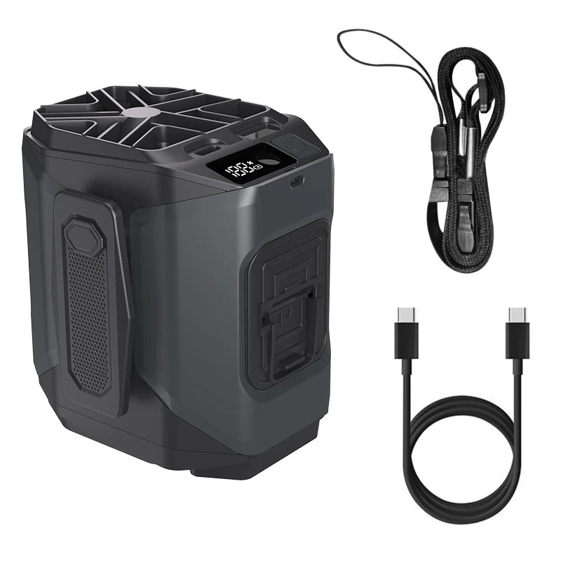 New 10000mAh Waist Fan with Power Bank & Flashlight - High Speed Portable Fan USB Rechargeable for Hiking Running Outdoor Camping Travel