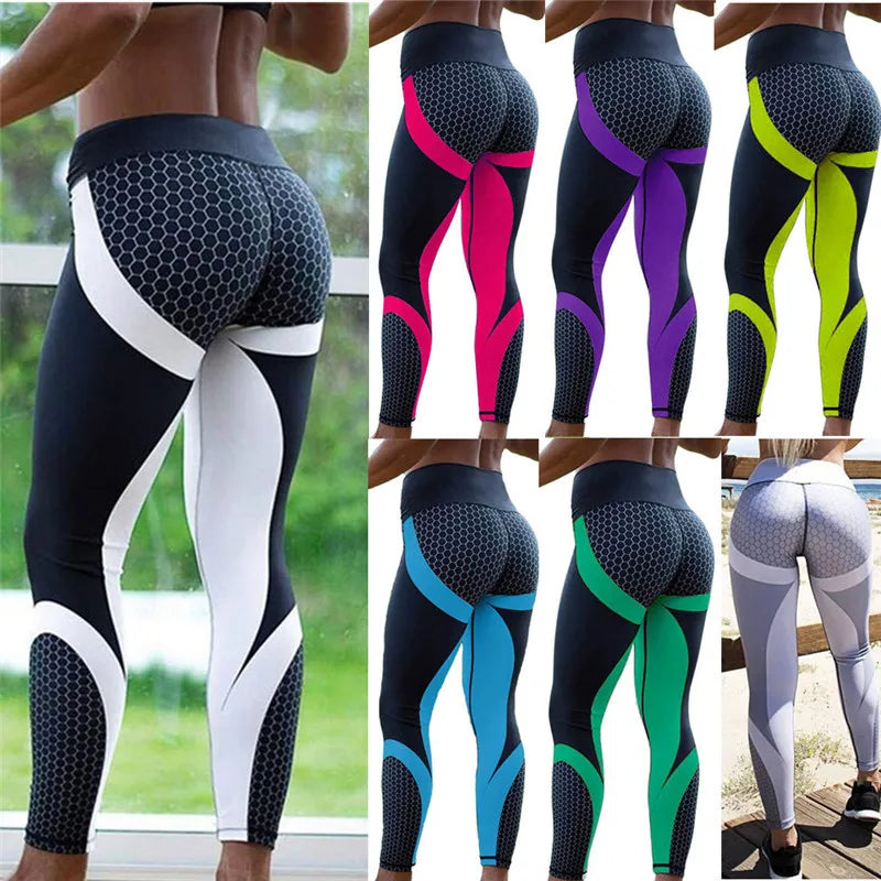 Printed Yoga Pants Women Push Up Professional Running Fitness Gym Sport Leggings Tight Trouser Pencil Leggins