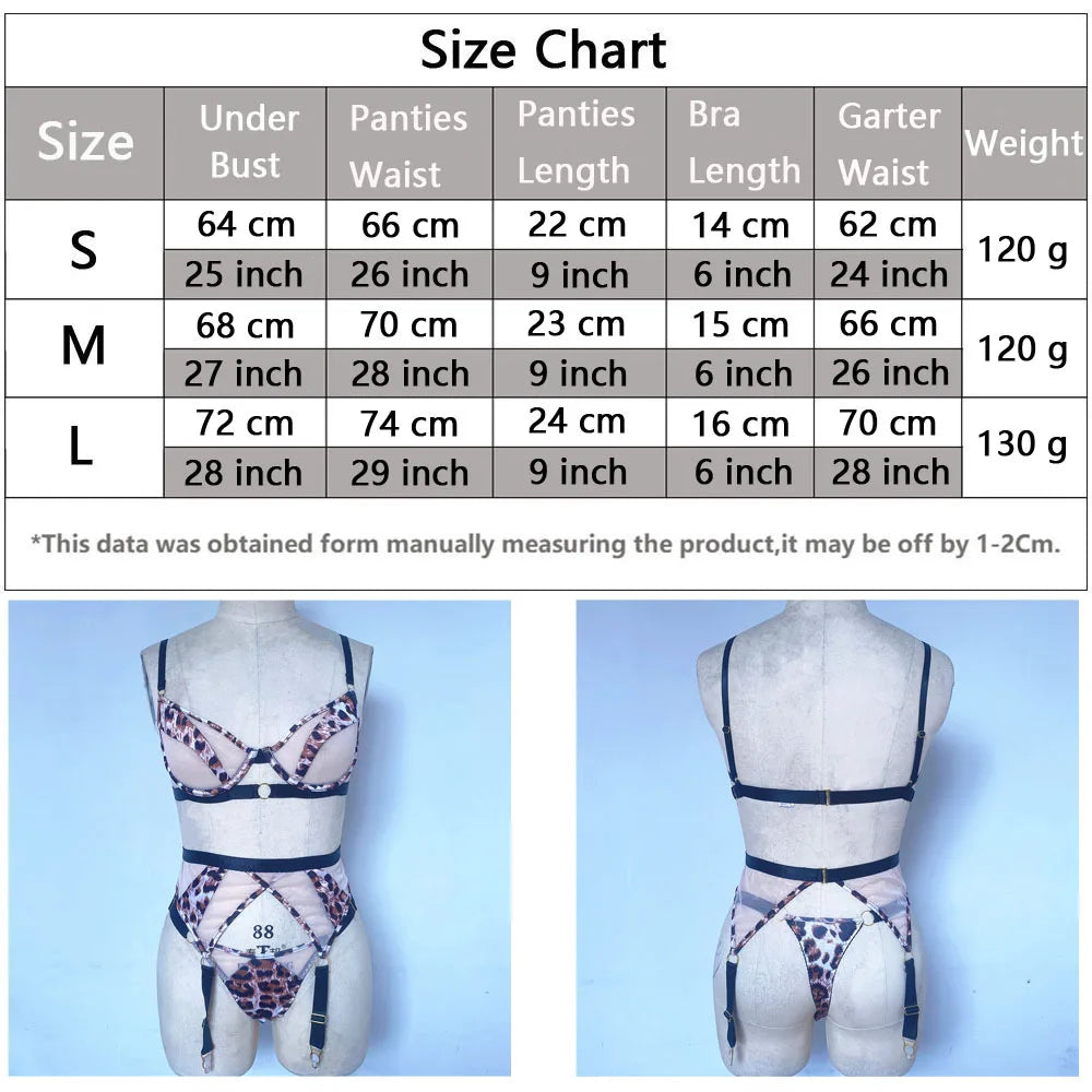 New Arrivals 3-Pieces Set  Leopard Lingerie Set Women Lace Patchwork Erotic Set Ladies Sexy Brief Underwear Set Supplies Female Sexy Lingerie Underwear Fashion Clothing Products