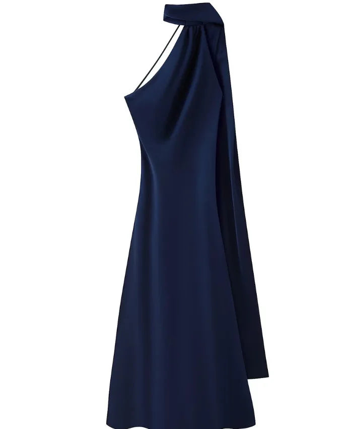 Luxury Satin Ribbon Halter Long Dresses 15 Colors S-XL UK Size Women's Backless Formal Maxi Dress Evening Wedding Guest Red Carpet Business Party Summer Graduation New Arrivals