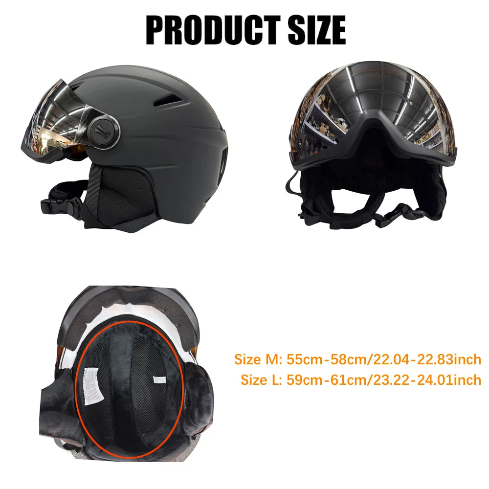 Professional Skiing Helmet with Goggles Integrally-Molded PC+EPS High-Quality Ski Helmet Outdoor Adult Sport Ski Snowboard Skateboard Helmets Winter Sport Accessories