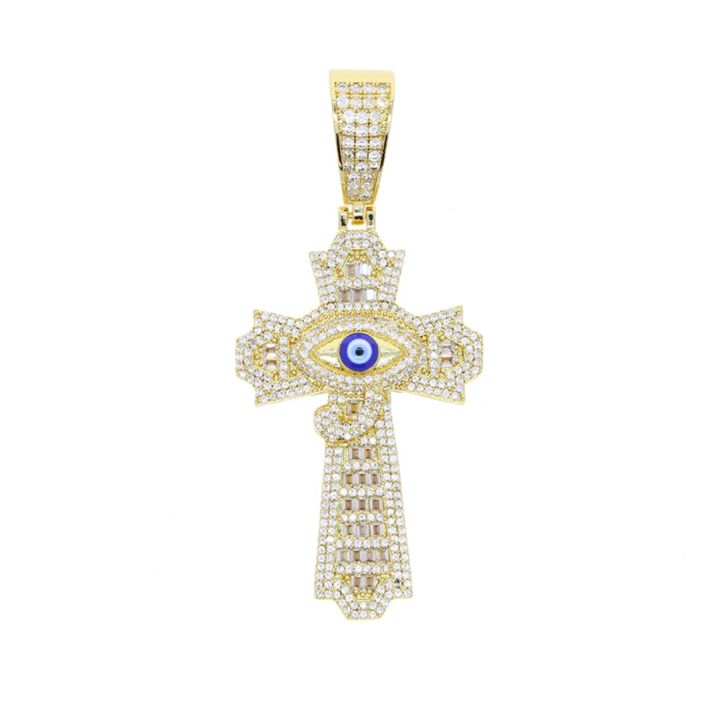 New Iced Out Cross Pendant Necklace For Women Men Bling Prong Setting Cubic Zirconia Cross Charm Luxury Hip Hop Fashion Jewelry Accessories.