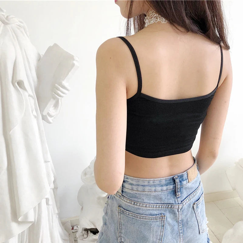 NEW Arrivals 4 Colors Asian Size Women's Sexy Elastic Cotton Camis Sleeveless Short Sexy USE ME Crop Top New Fashion Women's Summer Tank Top Bar