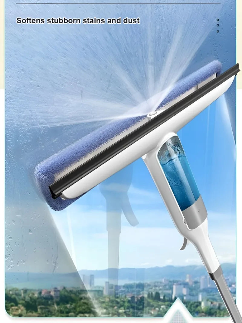 Upgraded Cutting-Edge High Pressure Misting Glass Cleaner and Water Scraper Combo Window Scrub Glass Doors Cleaner Home Office Cleaning Supplies