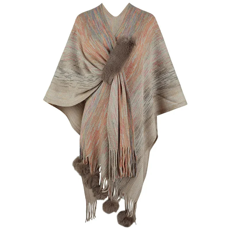 NEW Arrivals High Quality Luxury Shawl Cardigan Coats Women Sweaters Full Sleeve Tassel Cloak Coat Capes Elegant Splice Open Stitch Ponchos Autumn Winter Girls Ladies Fashion Apparel Accessories Clothing Supplies