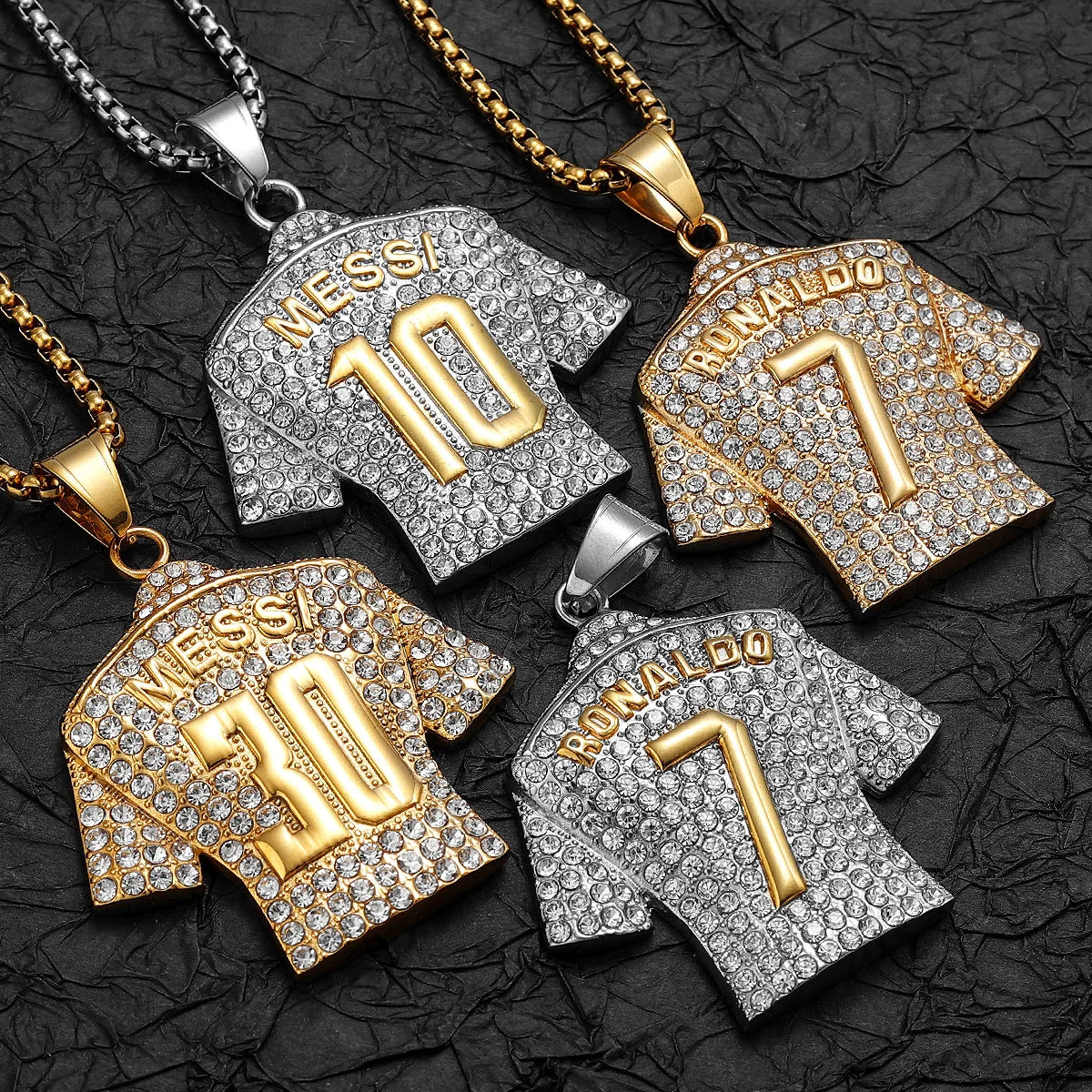 Messi Cristiano Ronaldo Neymar Mbappé Haaland Football Jersey Man Necklaces + Chain Stainless Steel Pendant Chain Jewelry Gifts