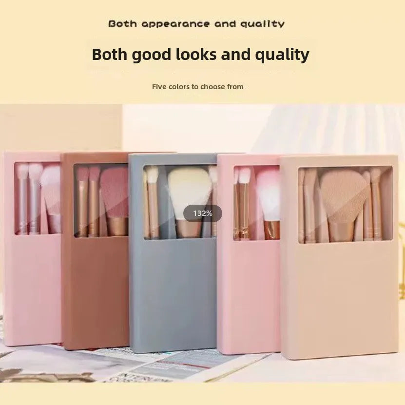 NEW Arrivals 5 PCS Set Mirror Box with Skylight Powder Brush Concealer Blush Super Soft Brush Boxed Mini Portable Ladies Outdoor Travel Business Trip Dinner Make-Up Sets