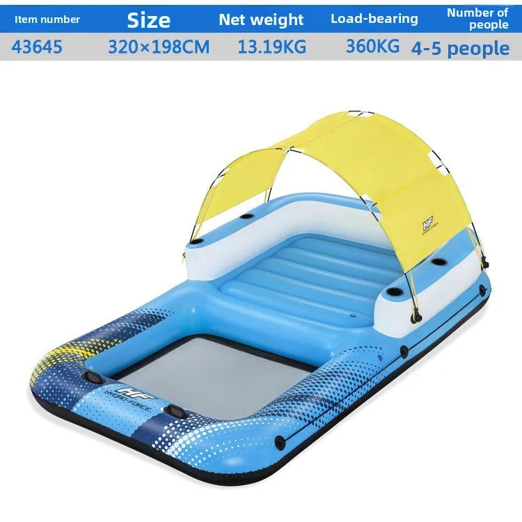 Large Inflatable Floating Island with Awning 8-10 People Floating At Sea Adult Household Floating Shade Boat Summer Ocean Family Party