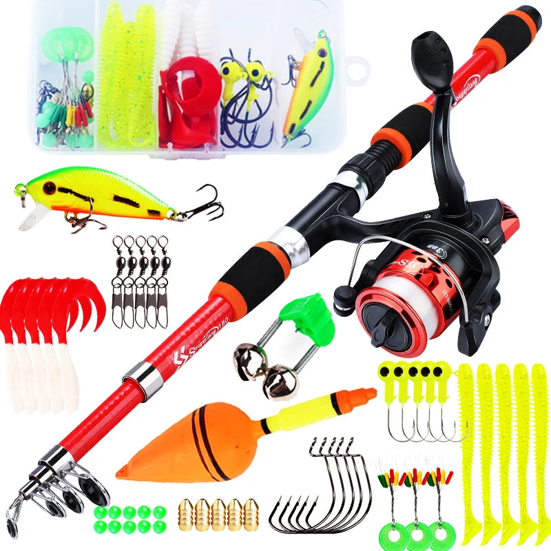 Full Set 1.8M Spinning Fishing High Speed Rod and Reel Combo 5.2:1 Telescopic Rod with 3BB Fishing Reel Max Drag 5kg Full Fishing Kit Outdoor River Lake Rock Fishing Sets