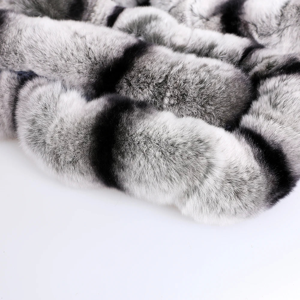 Low-Price Sales are Limited Genuine Women's Girls Winter Warm Soft Real Rex Rabbit Fur Hand Sew Scarf Scarves Wraps Neck Warmer Shawl Scarfs Female Ladies Winter Fashion Clothing Accessories Products