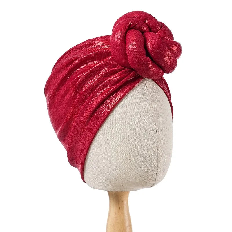 12 Colors Ice Silk Luxury Bonnet For Women Turban Hat Hot Ice Silk Quick-Drying Breathable Laser Personality Trend Ethnic Flower-Wrap Knotted Cap female