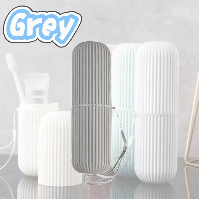 NEW Arrivals 4 PCS Set 4 Colors Travel Hotels Toothbrush Storage Box Vertical Stripe Portable Mouthwash Cup Brushing Cup Box Toothpaste Storage Cartridge Personal Care Supplies