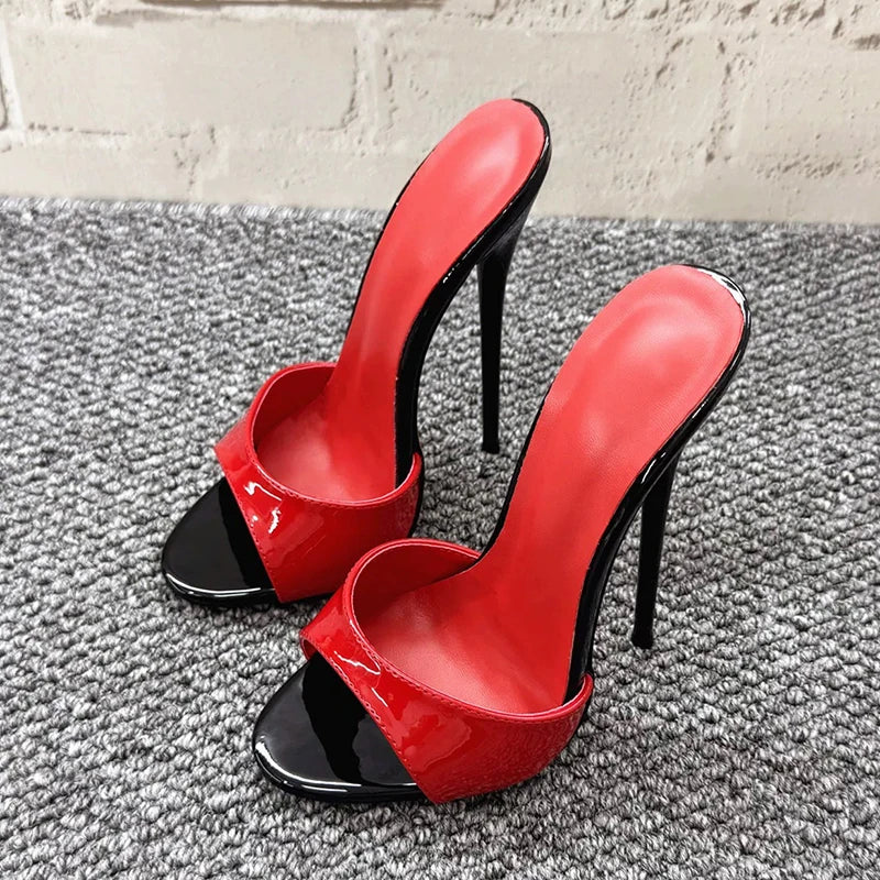 5 Colors UK (4-10) Size Chic Summer 16cm Slipper Slingback White Red inside Super High Heels Sandal Plus Size Fashion Women Fetish Cosplay Club Shoes
