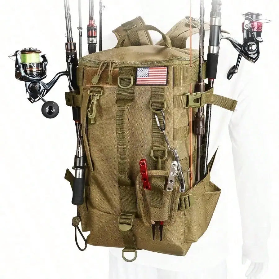 NEW Fishing Tackle Bag with Rod Holders, Large Storage, Tackle Box Backpack for Carrying Fishing Gear and Equipment, Gifts for Men Fishing Storage Organizer Bags