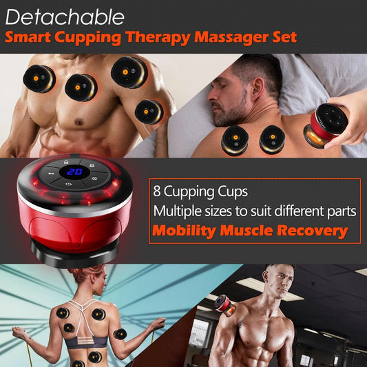 NEW 8 Cups Set Electric Cupping Massager Korean Gua Sha Vacuum Suction Cups EMS Anti Cellulite Magnet Therapy Scraping Fat Burner Full  Body Massager