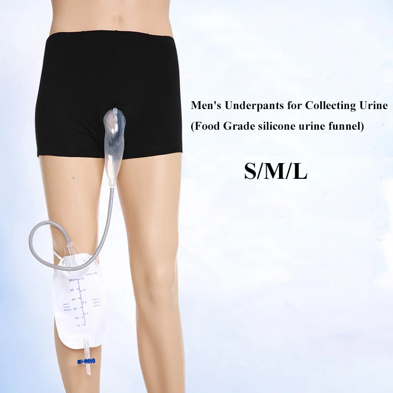 Wearable Men Walking Urine Bag Incontinence Elderly Male Underpants With Catheter 500ML Drainage Bag Urine Funnel Collector Medical Accessories Supplies