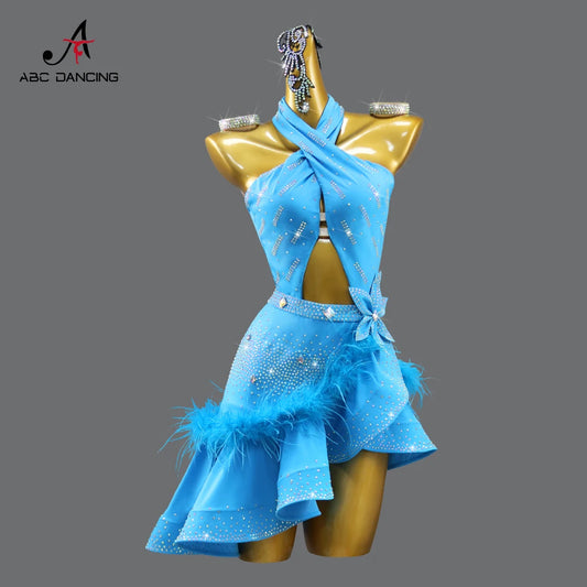 New Arrivals Adults Ladies Girls 2XXS-2XXL  Latin Dance Dress with Jewelry Ornaments Stage Outfit For Women Line Suit Ballroom Competition Dancing Clothes Dancewear skirt Girl Party Costume Prom Customized Ladies Dancing Dres