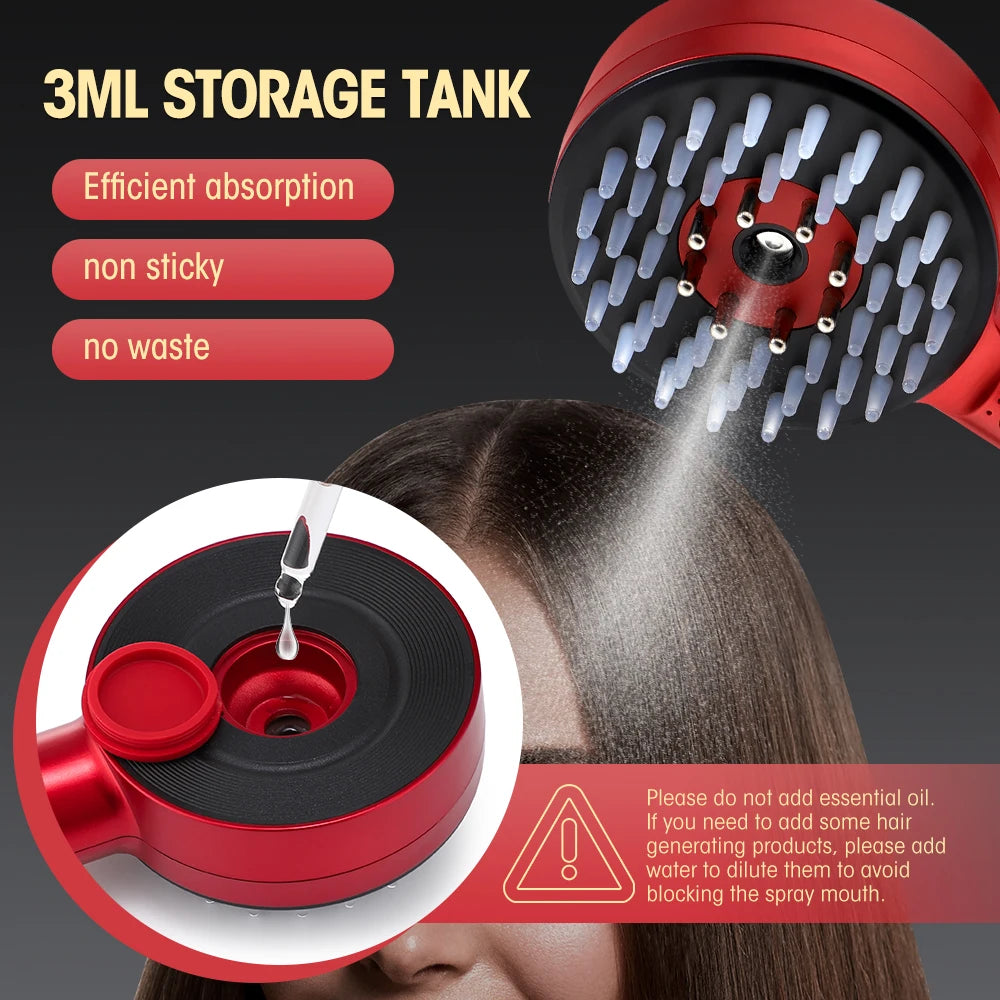 NEW Arrivals EMS Electric Massage Comb Vibration Red Blue Light Therapy Hair Growth Massage Scalp Brush Anti Hair Loss Nano Spray Hair Care Supplies