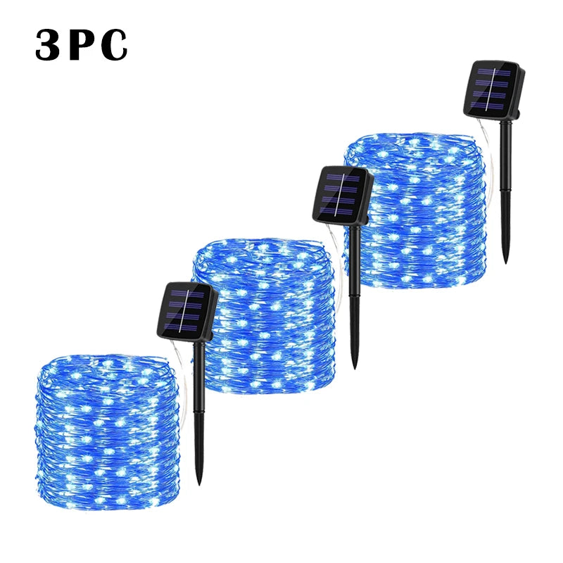 NEW Arrivals LED Solar String Light Outdoor Garden Pathway Courtyard Fairy Lights Led Twinkle Waterproof Lamp Bulbs for Christmas Party Decor 7m/12m/22m/32m/52m/102m Lighting Decoration Supplies