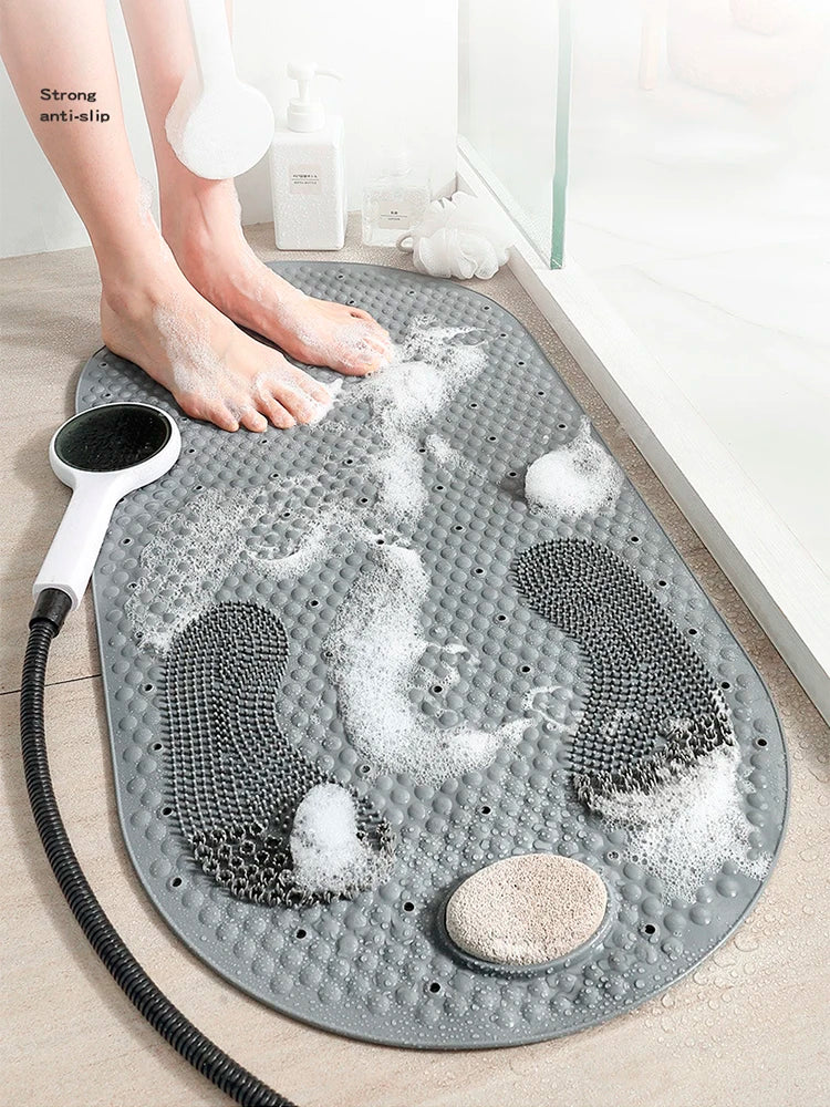NEW 3 Colors Bathroom Non-Slip Mat Household Bathroom PVC Toilet Water-Repellent Rubbing Stone Floor Mats Shower Room Massage Floor Carpet Bathroom Accessories