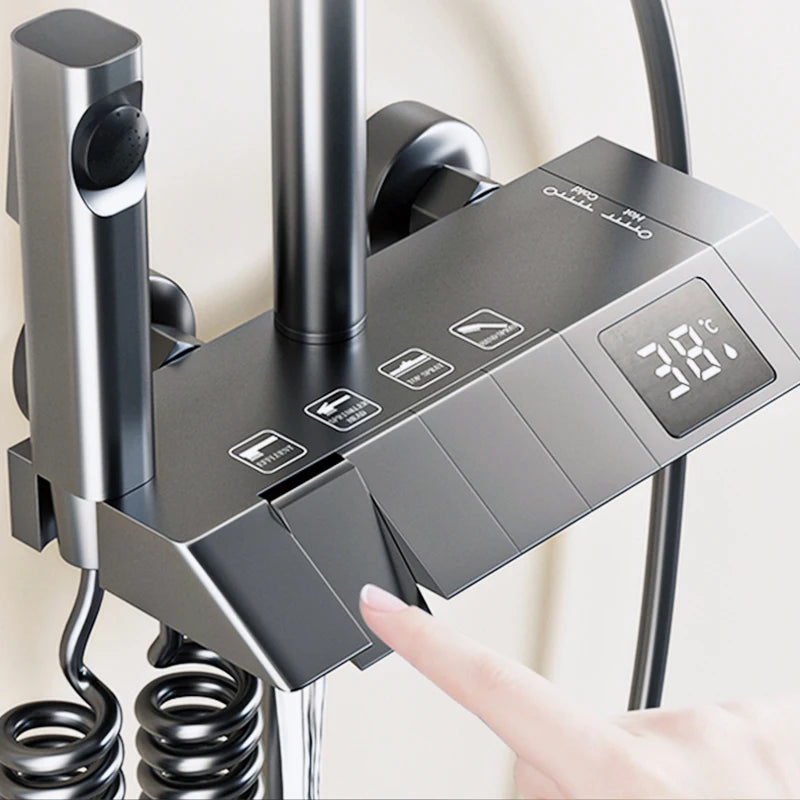 LED Lights Shower Set Accessories Brass Shower System Bathroom Thermostatic Faucet Hot Cold Mixed Bathtub Shower Faucet LED Digital Faucet