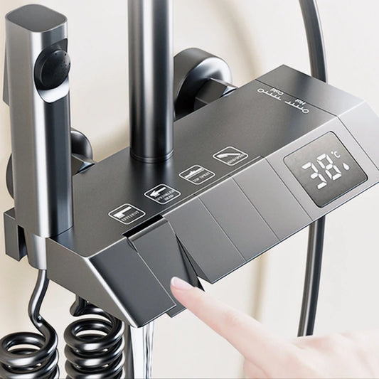 LED Lights Shower Set Accessories Brass Shower System Bathroom Thermostatic Faucet Hot Cold Mixed Bathtub Shower Faucet LED Digital Faucet