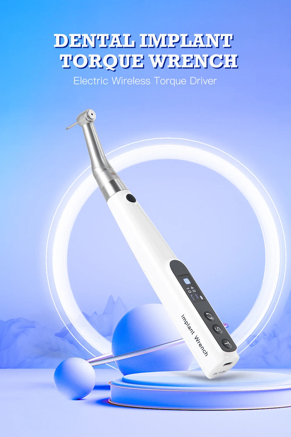 Dental Electric Wireless Torque Driver Implant Torque Wrench with 16pcs Screwdrivers Kit Implant Motor Dentistry Tools