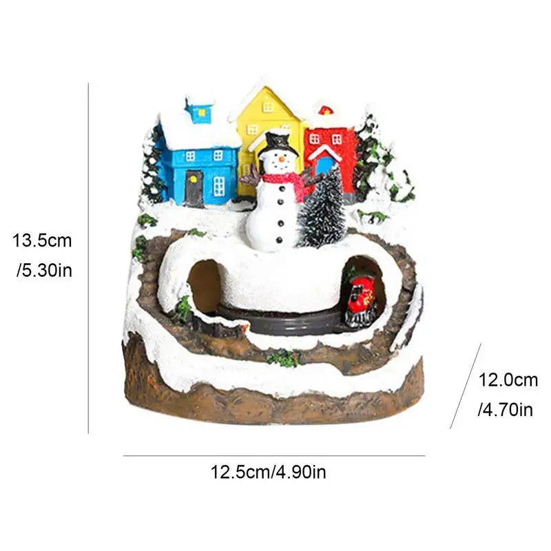 Christmas Luminous Music Snow House LED Rotating Train Lighting  Ornament Crafts Resin Christmas Tree Decorations Xmas New Year Gift