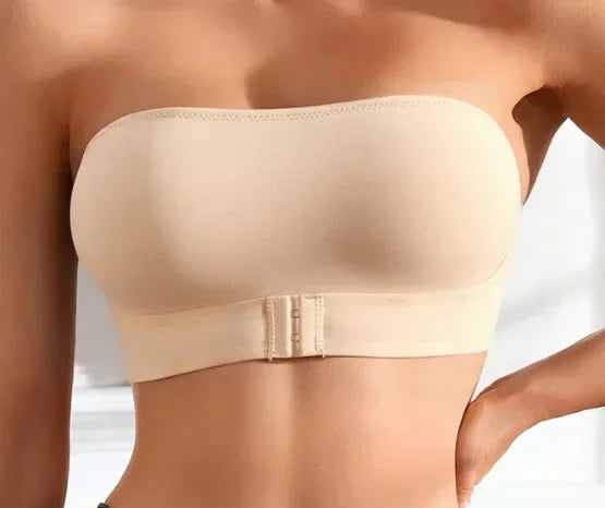 S-XL New Women's Strapless Bandeau Bra Removable Padded Soft Ice Silk Traceless Brasseries Wire Free Seamless Bra Smooth Underwear
