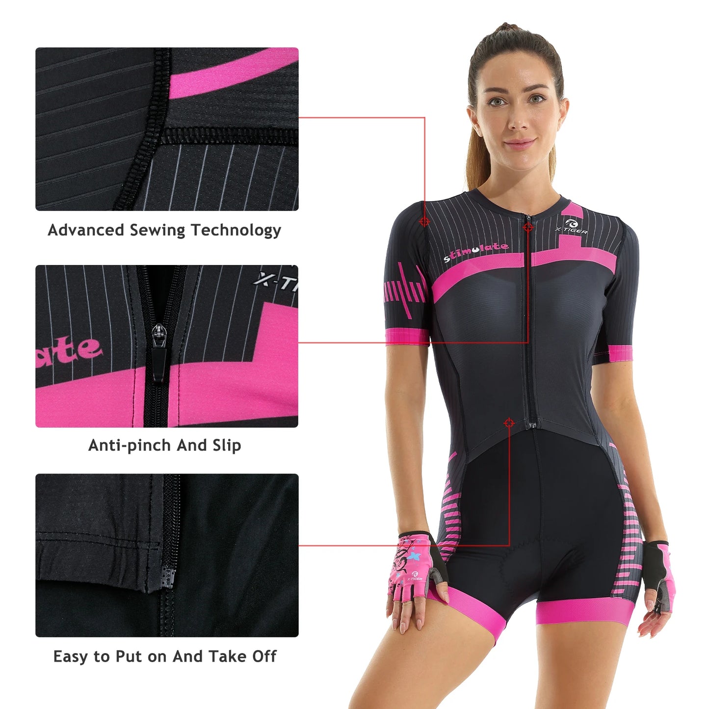 Women's Triathlon Short Sleeve Cycling Jumpsuit Breathable Summer Macaquinho Ciclismo Feminino Bicycle Clothing