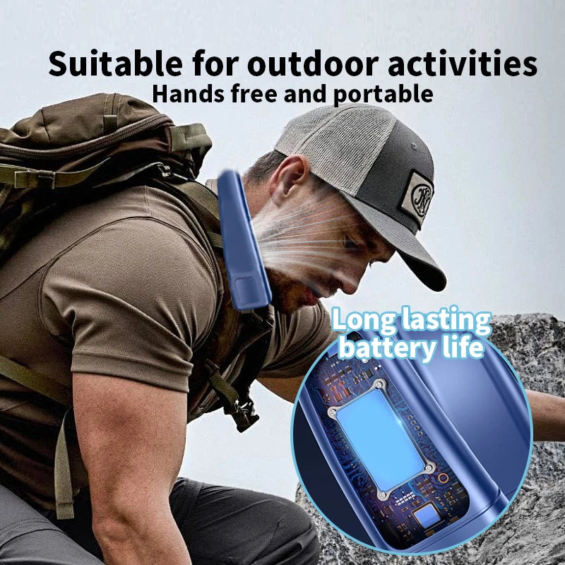 4 Colors Neck Powerful Fan, Neck Cooling Device, Strong Wind  Noiseless Quiet, Long Battery Life, Summer Cooling Must-Have Item