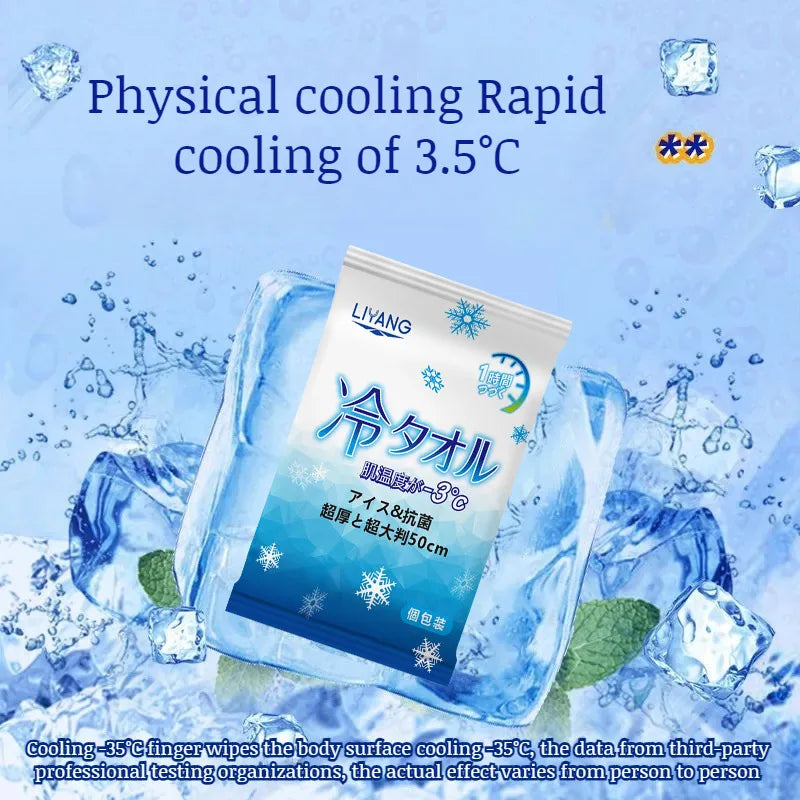 1/5/10/20/30/50 PCS Set Korean Extra Large Cooling Wet Towels Instant Ice Cold Refreshing Summer Portable Oversized Sweat Wipes for Adult Sports Cycling Running Outdoor Driving Hiking