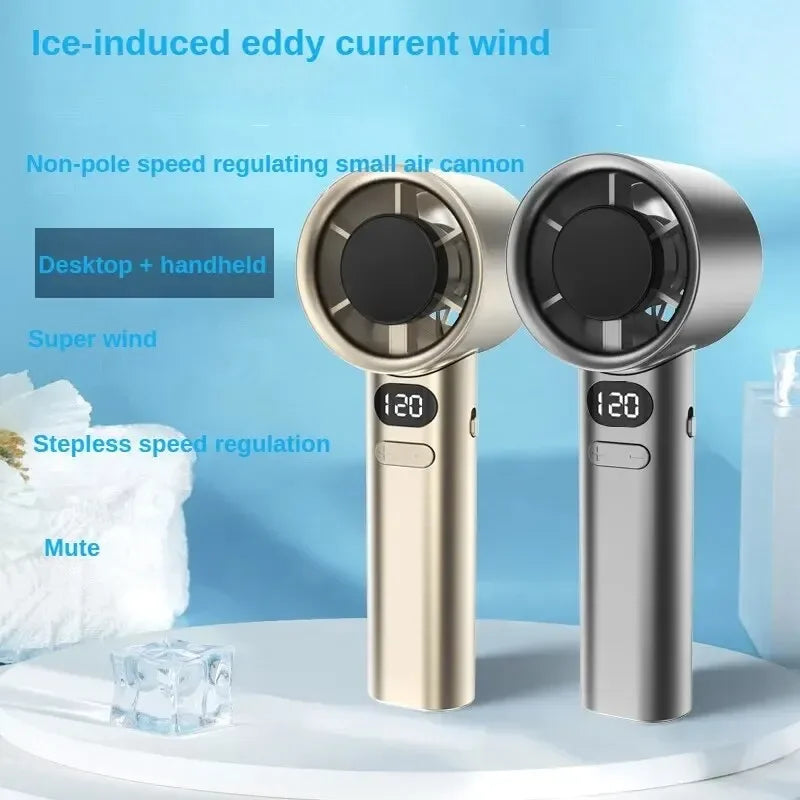 NEW Arrivals Powerful Portable Handheld Fan , 120 Wind Speeds, Digital Display Mini Bladeless Outdoor Travel Beach Camping Hiking Handheld Fan, USB Rechargeable Personal Highspeed Fans, Electric Eyelash Fan