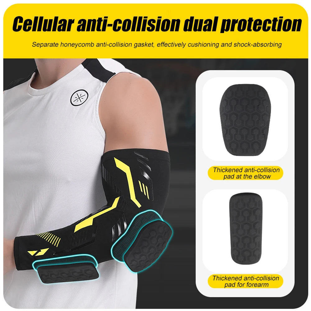M-2XL Plus Size Professional Padded Arm Sleeves, Youth and Adult Elbow Forearm Crashproof Pads for Cycling Football Basketball Volleyball Soccer Women Men Sports Clothing Accessories