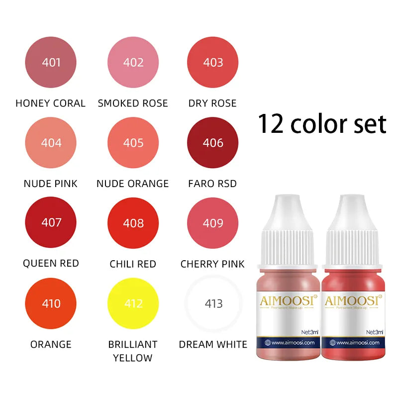 3ml Tattoo Ink Permanent Microblading Paint Inks Pigment Semi Makeup Eyebrows Lips Tint Consumables Tattoo Supplies